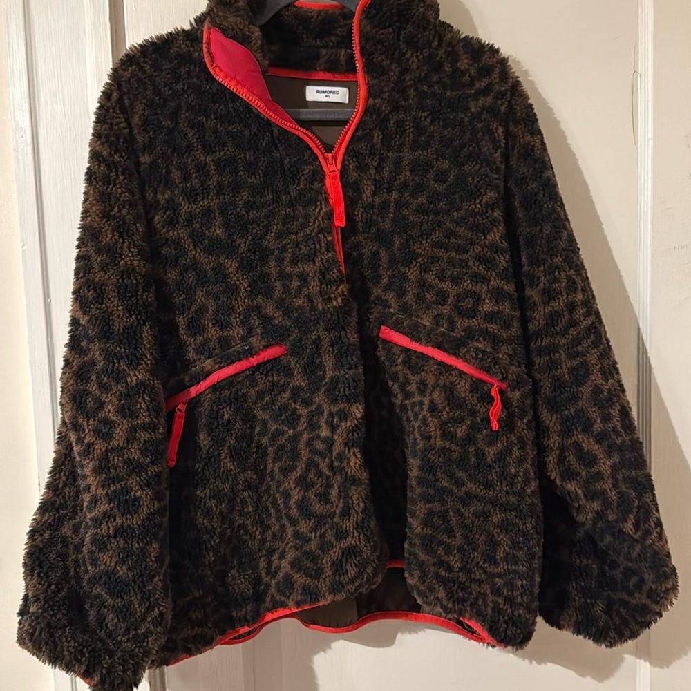 Rumored Fuzzy Leopard Print Jacket